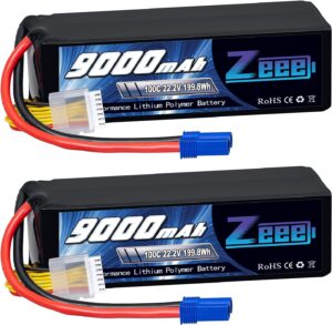 12. Zeee 6S 9000mAh 22.2V Lipo Battery for RC Car