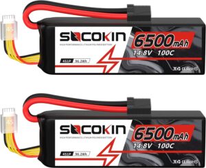 6. Socokin 4S 6500mAh 14.8V Lipo Battery for RC Car